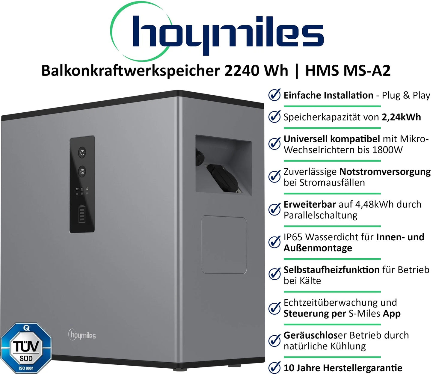 Hoymiles MS-A2 Balkonkraftwerk Speicher 2240Wh