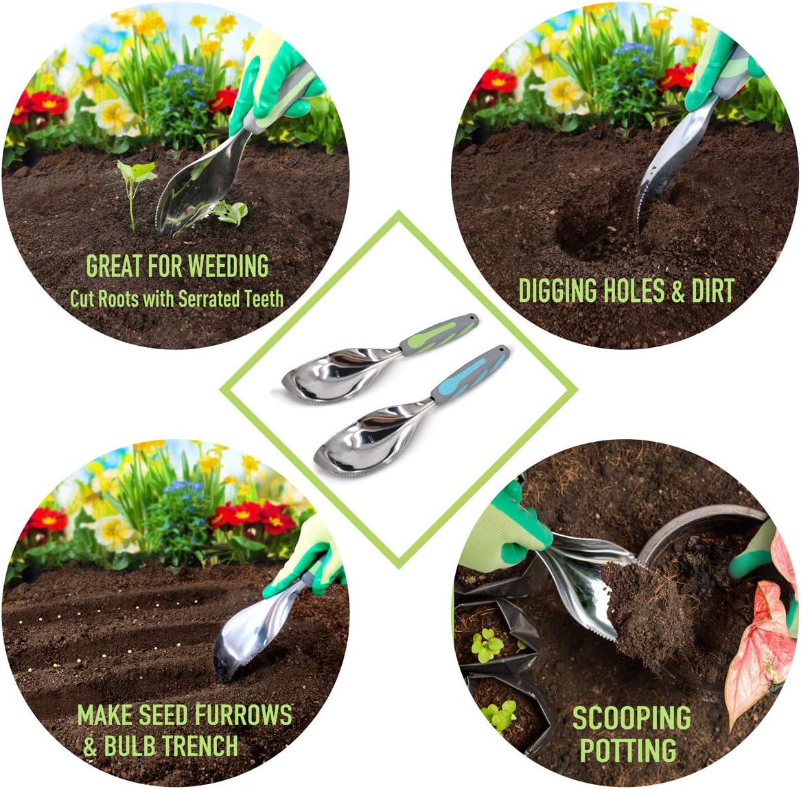 Jardineer Gartenschaufel Hand, Mehrzweck-Bodenschaufel, Edelstahl Gartenkelle All-in-One Dirty Little Bagger als Kultivator, Jäter, Umpflanzer