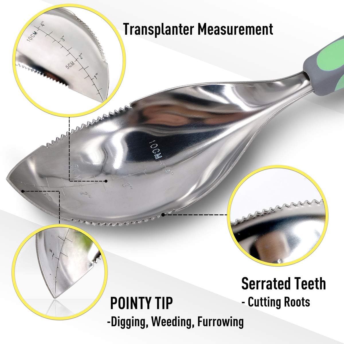 Jardineer Gartenschaufel Hand, Mehrzweck-Bodenschaufel, Edelstahl Gartenkelle All-in-One Dirty Little Bagger als Kultivator, Jäter, Umpflanzer