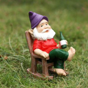 SUQ Lustiger Pilzzwerg Gartenzwerg – Niedliche Gartenfigur aus Harz, 18,5x11x8 cm